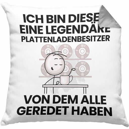 Plattenladenbesitzer Geschenk Kissen mit Füllung 40x40 Lustige Geschenkidee Geburtstag für Plattenladenbesitzer Ich Bin Dieser Legendäre Plattenladenbesitzer Von Dem Alle Geredet Haben (Grau) Grau Trendation