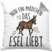 Lustige Esel-Kissen mit Füllung 40x40 Geschenk für Mädchen, die Esel lieben "Nur Ein Mädchen Das Esel Liebt" (Grau) Grau Trendation