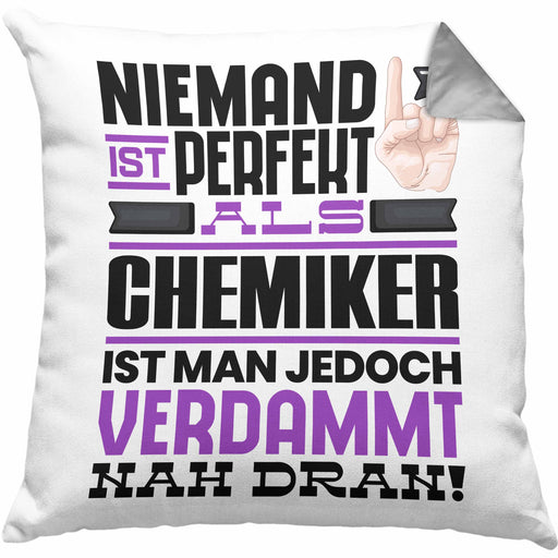Chemiker Geschenk Kissen mit Füllung 40x40 Lustige Geschenkidee für Chemiker Geburtstag Niemand Ist Perfekt Aber Als Chemiker Ist Man Nah Dran (Grau) Grau Trendation
