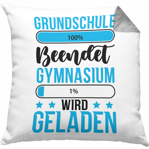 Grundschule Beendet Weiterführende Schule Kissen mit Füllung 40x40 Geschenk Jungs Gymnasium Schulwechsel Geschenkidee 5. Klasse (Grau) Grau Trendation