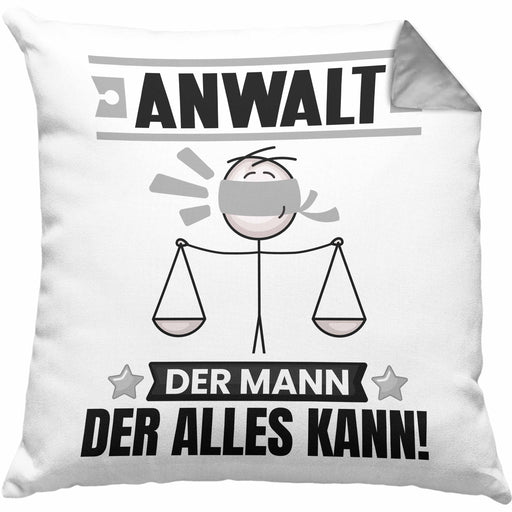 Anwalt Kissen mit Füllung 40x40 Geschenk für Anwalt Der Mann Der Alles Kann Geschenkidee zum Geburtstag (Grau) Grau Trendation