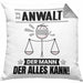 Anwalt Kissen mit Füllung 40x40 Geschenk für Anwalt Der Mann Der Alles Kann Geschenkidee zum Geburtstag (Grau) Grau Trendation