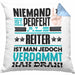 Reiter Geschenk Kissen mit Füllung 40x40 Lustige Geschenkidee für Reiter Geburtstag Niemand Ist Perfekt Aber Als Reiter Ist Man Nah Dran (Grau) Blau Trendation