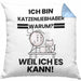 Katzenliebhaber Geschenk Kissen mit Füllung 40x40 Lustiger Spruch Ich Bin Katzenliebhaber Warum Weil Ich Es Kann Geschenkidee Bester Katzenliebhaber Geburtstag (Grau) Blau Trendation