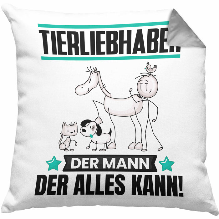 Tierwohlhaber Kissen mit Füllung 40x40 Geschenk für Tierwohlhaber Der Mann Der Alles Kann Geschenkidee zum Geburtstag (Grau) Grau Trendation