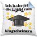 Bachelor Geschenk Abschluss Kissen mit Füllung 40x40 Spruch Master Abitur Abi Graduation Bestanden Prüfung (Grau) Blau Trendation