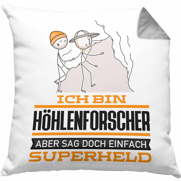 Höhlenforscher Geschenk Kissen mit Füllung 40x40 Ich Bin Höhlenforscher Aber Sag Doch Einfach Superheld Lustige Geschenkdiee für Höhlenforscher (Grau) Grau Trendation