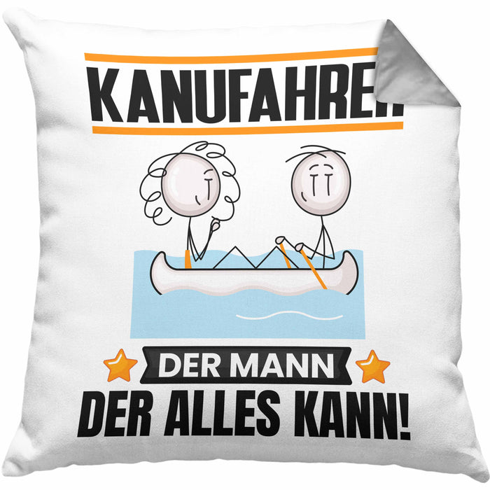 Kanufahrer Kissen mit Füllung 40x40 Geschenk für Kanufahrer Der Mann Der Alles Kann Geschenkidee zum Geburtstag (Grau) Grau Trendation