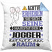 Jogger Geschenk Kissen mit Füllung 40x40 Lustiger Spruch Erheben Sie Sich Der Jogger Betritt den Raum (Grau) Blau Trendation