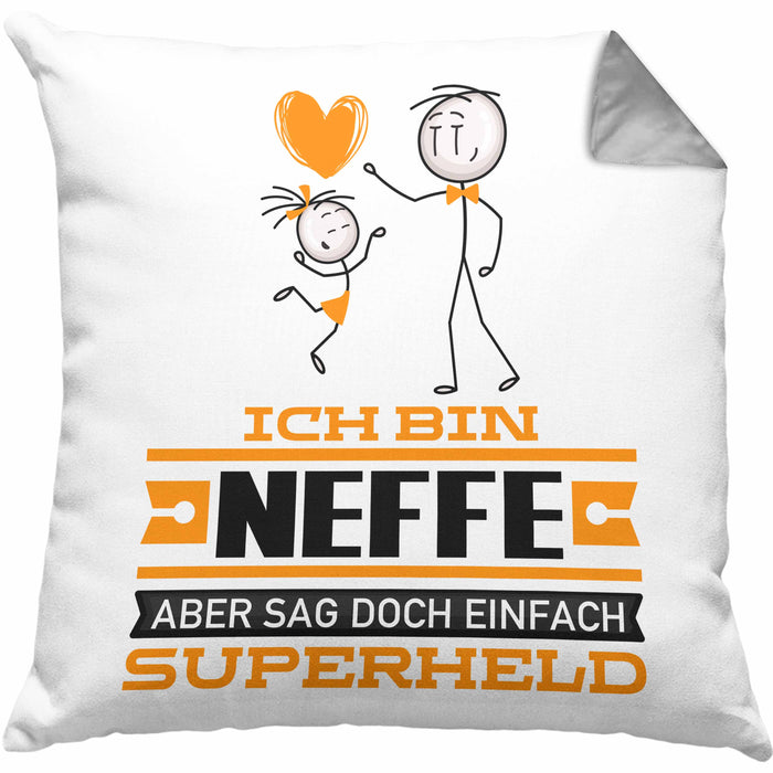 Neffe Geschenk Kissen mit Füllung 40x40 Ich Bin Neffe Aber Sag Doch Einfach Superheld Lustige Geschenkdiee für Neffe (Grau) Grau Trendation