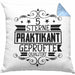 Praktikant Kissen mit Füllung 40x40 Geschenk Lustiger Spruch 5 Sterne Praktikant Geprüfte Qualiät (Grau) Blau Trendation