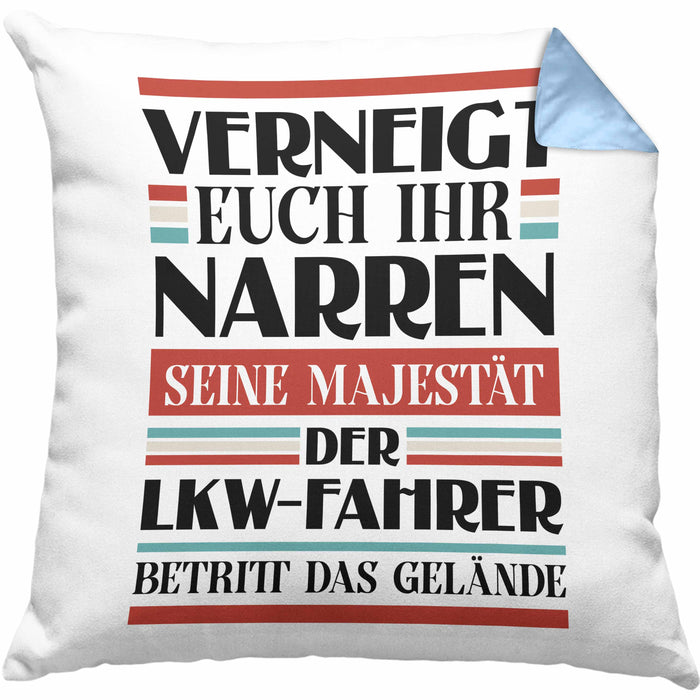 LKW Fahrer Geschenk Kissen mit Füllung 40x40 Geschenke Zubehör Lustig Mann Lkwfahrer Geschenkidee Kissen mit Füllung 40x40 mit Spruch (Grau) Blau Trendation