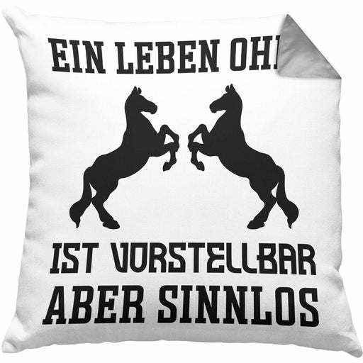 Pferde Kissen mit Füllung 40x40 Lustig Reiterin Geschenk Pferde Geschenke Mädchen Pferdeliebhaber Lustig (Grau) Grau Trendation