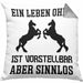 Pferde Kissen mit Füllung 40x40 Lustig Reiterin Geschenk Pferde Geschenke Mädchen Pferdeliebhaber Lustig (Grau) Grau Trendation