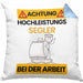 Segler Kissen mit Füllung 40x40 Geschenk Lustiger Spruch Geschenkidee für Segler Achtung Hochleistungs Segler Bei Der Arbeit (Grau) Blau Trendation
