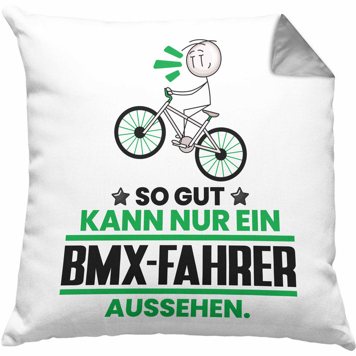 BMX-Fahrer Geschenk Kissen mit Füllung 40x40 So Gut Kann Nur Ein BMX-Fahrer Aussehen Geschenkidee (Grau) Grau Trendation