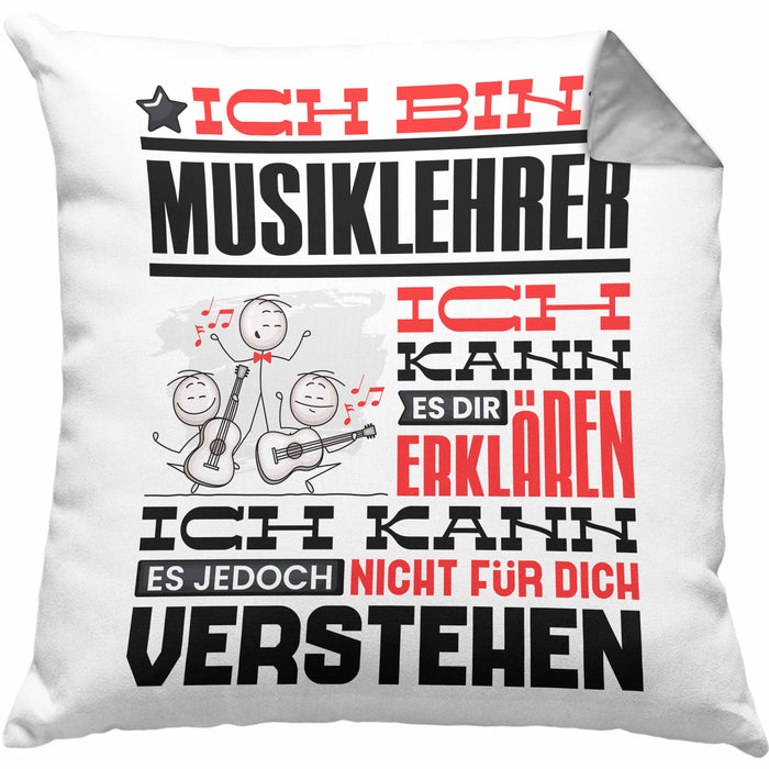Musiklehrer Geschenk Kissen mit Füllung 40x40 Geschenkidee für Musiklehrer Geburtstag Lustig Ich Bin Musiklehrer Ich Kann Es Dir Erklären Aber Nicht Für Dich Verstehen (Grau) Grau Trendation