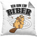 Bieber Kissen mit Füllung 40x40 Biebermotiv Geschenk Tierwohlhaber (Grau) Grau Trendation