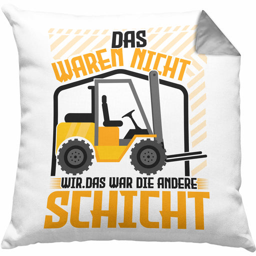 Staplerfahrer Kissen mit Füllung 40x40 Geschenk für Gabelstapelfahrer Lagerist Geschenkidee Lager (Grau) Grau Trendation