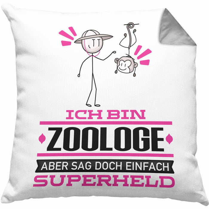 Zoologe Geschenk Kissen mit Füllung 40x40 Ich Bin Zoologe Aber Sag Doch Einfach Superheld Lustige Geschenkdiee für Zoologe (Grau) Grau Trendation