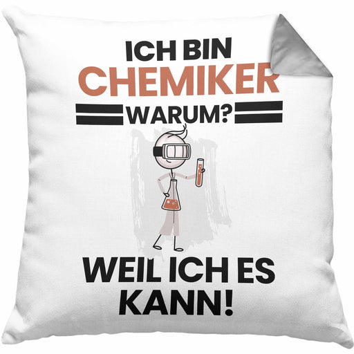 Chemiker Geschenk Kissen mit Füllung 40x40 Lustiger Spruch Ich Bin Chemiker Warum Weil Ich Es Kann Geschenkidee Bester Chemiker Geburtstag (Grau) Grau Trendation