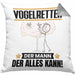 Vogelretter Kissen mit Füllung 40x40 Geschenk für Vogelretter Der Mann Der Alles Kann Geschenkidee zum Geburtstag (Grau) Grau Trendation