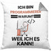 Programmierer Geschenk Kissen mit Füllung 40x40 Lustiger Spruch Ich Bin Programmierer Warum Weil Ich Es Kann Geschenkidee Bester Programmierer Geburtstag (Grau) Grau Trendation