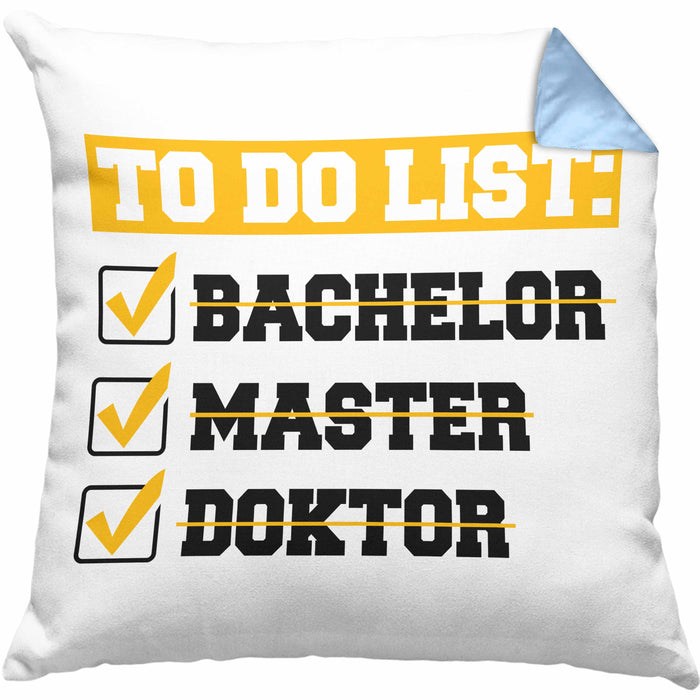 Doktortitel Bestanden Kissen mit Füllung 40x40 Geschenk To Do List (Grau) Blau Trendation