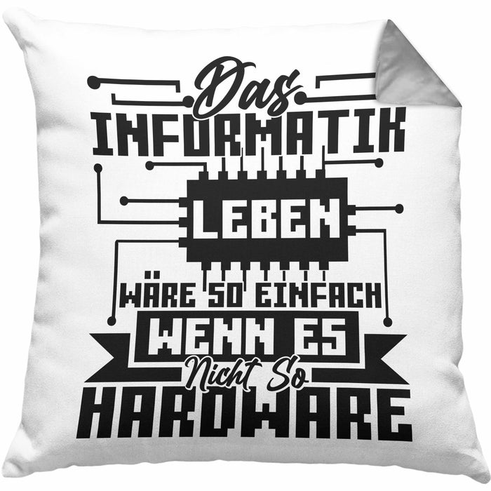 Informatiker Geschenk Kissen mit Füllung 40x40 Programmierer Coder Hardware Informatik IT (Grau) Grau Trendation