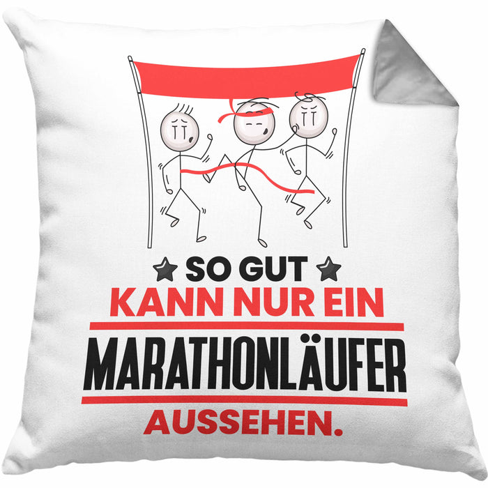 Marathonläufer Geschenk Kissen mit Füllung 40x40 So Gut Kann Nur Ein Marathonläufer Aussehen Geschenkidee (Grau) Grau Trendation