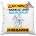 Reitsportler Kissen mit Füllung 40x40 Geschenk Lustiger Spruch Geschenkidee für Reitsportler Achtung Hochleistungs Reitsportler Bei Der Arbeit (Grau) Grau Trendation