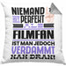 Filmfan Geschenk Kissen mit Füllung 40x40 Lustige Geschenkidee für Filmfan Geburtstag Niemand Ist Perfekt Aber Als Filmfan Ist Man Nah Dran (Grau) Grau Trendation