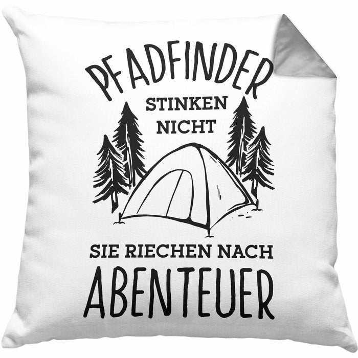 Pfadfinder Kissen mit Füllung 40x40 Geschenk Lustige Geschenkidee Für Pfadfinder Stinken Nicht Sie Riechen Nach Abenteuer (Grau) Grau Trendation