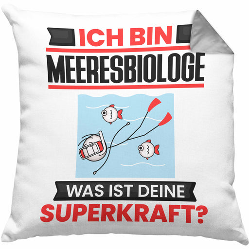 Meeresbiologe Kissen mit Füllung 40x40 Geschenk für Meeresbiologe Geburtstag Lustiger Spruch Was Ist Deine Superkraft (Grau) Grau Trendation