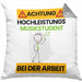 Musikstudent Kissen mit Füllung 40x40 Geschenk Lustiger Spruch Geschenkidee für Musikstudent Achtung Hochleistungs Musikstudent Bei Der Arbeit (Grau) Grau Trendation