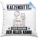 Katzensitter Kissen mit Füllung 40x40 Geschenk für Katzensitter Der Mann Der Alles Kann Geschenkidee zum Geburtstag (Grau) Blau Trendation