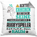 Rugbyspieler Geschenk Kissen mit Füllung 40x40 Lustiger Spruch Erheben Sie Sich Der Rugbyspieler Betritt den Raum (Grau) Grau Trendation