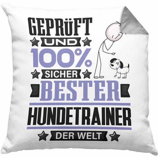 Hundetrainer Geschenk Lustiger Spruch für Hundetrainer Geschenkidee Bester Hundetrainer Der WeltKissen mit Füllung 40x40 (Grau) Grau Trendation