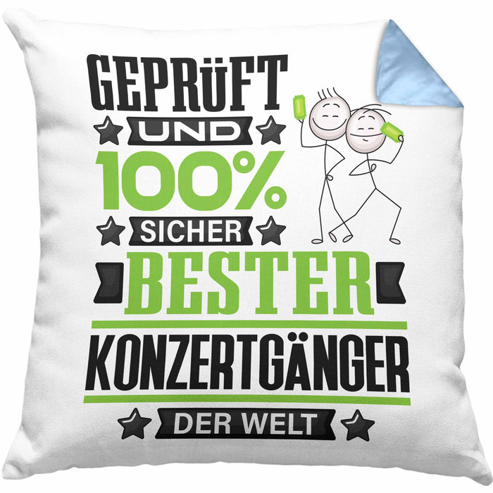 Konzertgänger Geschenk Lustiger Spruch für Konzertgänger Geschenkidee Bester Konzertgänger Der WeltKissen mit Füllung 40x40 (Grau) Blau Trendation