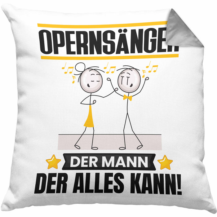 Opernsänger Kissen mit Füllung 40x40 Geschenk für Opernsänger Der Mann Der Alles Kann Geschenkidee zum Geburtstag (Grau) Grau Trendation