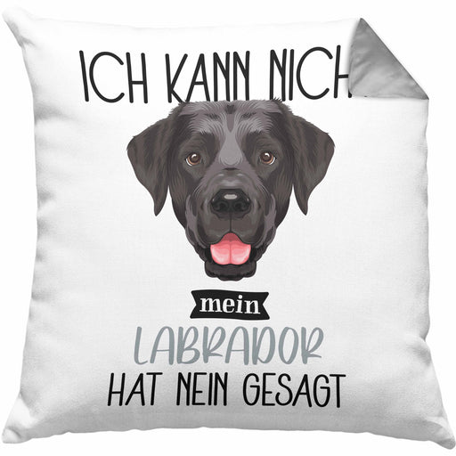Labrador Besitzer Kissen mit Füllung 40x40 Geschenk Lustiger Spruch Geschenkidee Ich Kann Nicht Mein Labrador Hat Nein Gesagt (Grau) Grau Trendation