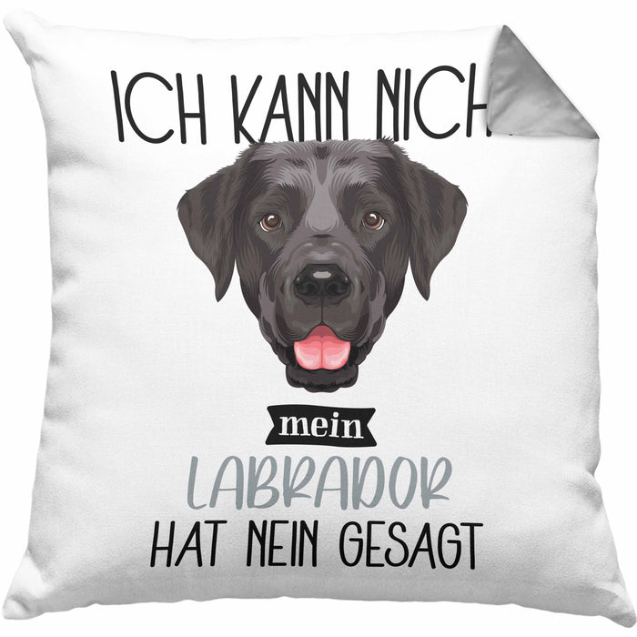 Labrador Besitzer Kissen mit Füllung 40x40 Geschenk Lustiger Spruch Geschenkidee Ich Kann Nicht Mein Labrador Hat Nein Gesagt (Grau) Grau Trendation
