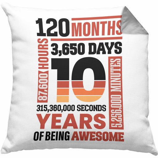 10. Geburtstag Kissen mit Füllung 40x40 Geschenk Mädchen Jungs 10 Jahre Alt Geburtstagsgeschenk Idee (Grau) Grau Trendation