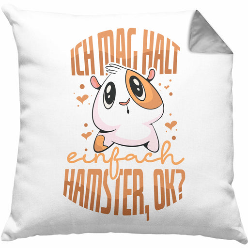 Trendation Lustige Kissen mit Füllung 40x40 für Hamster Besitzer als Geschenkidee Hamster Fan Ich Mag Halt Einfach Hamster (Grau) Grau Trendation