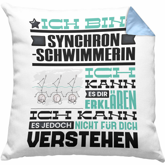 Synchronschwimmerin Geschenk Kaffee-Kissen mit Füllung 40x40 Geschenkidee für Synchronschwimmerin Ich Bin Synchronschwimmerin Ich Kann Es Dir Erklären Jedoch Nicht Für Dich Verstehen Spruch Lustig (Grau) Blau Trendation