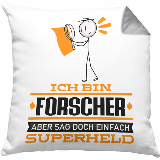 Forscher Geschenk Kissen mit Füllung 40x40 Ich Bin Forscher Aber Sag Doch Einfach Superheld Lustige Geschenkdiee für Forscher (Grau) Grau Trendation