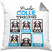 Border Collies Besitzer Kissen mit Füllung 40x40 Geschenk Lustiger Spruch Geschenkidee Border Collies Tricks Bleib (Grau) Grau Trendation