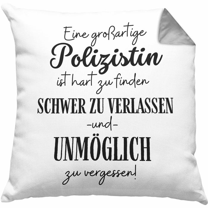Polizistin Abschied Geschenk Kissen mit Füllung 40x40 Abschiedsgeschenk für Polizistin Hart Zu Finden Schwer Zu Verlassen (Grau) Grau Trendation