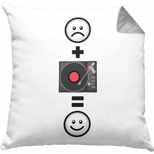 DJ Schallplattenspieler Kissen mit Füllung 40x40 Geschenk für Schallplatten Fans :( + Schallplatte = :) Lustige Geschenkidee Geburtstag (Grau) Grau Trendation