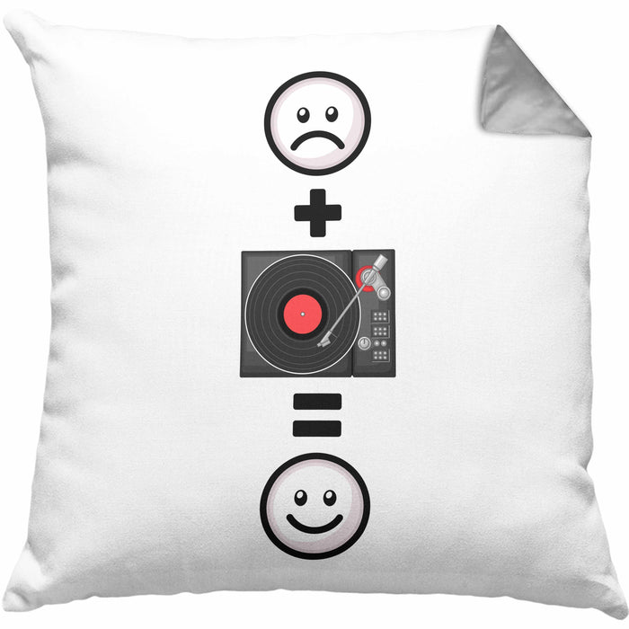 DJ Schallplattenspieler Kissen mit Füllung 40x40 Geschenk für Schallplatten Fans :( + Schallplatte = :) Lustige Geschenkidee Geburtstag (Grau) Grau Trendation